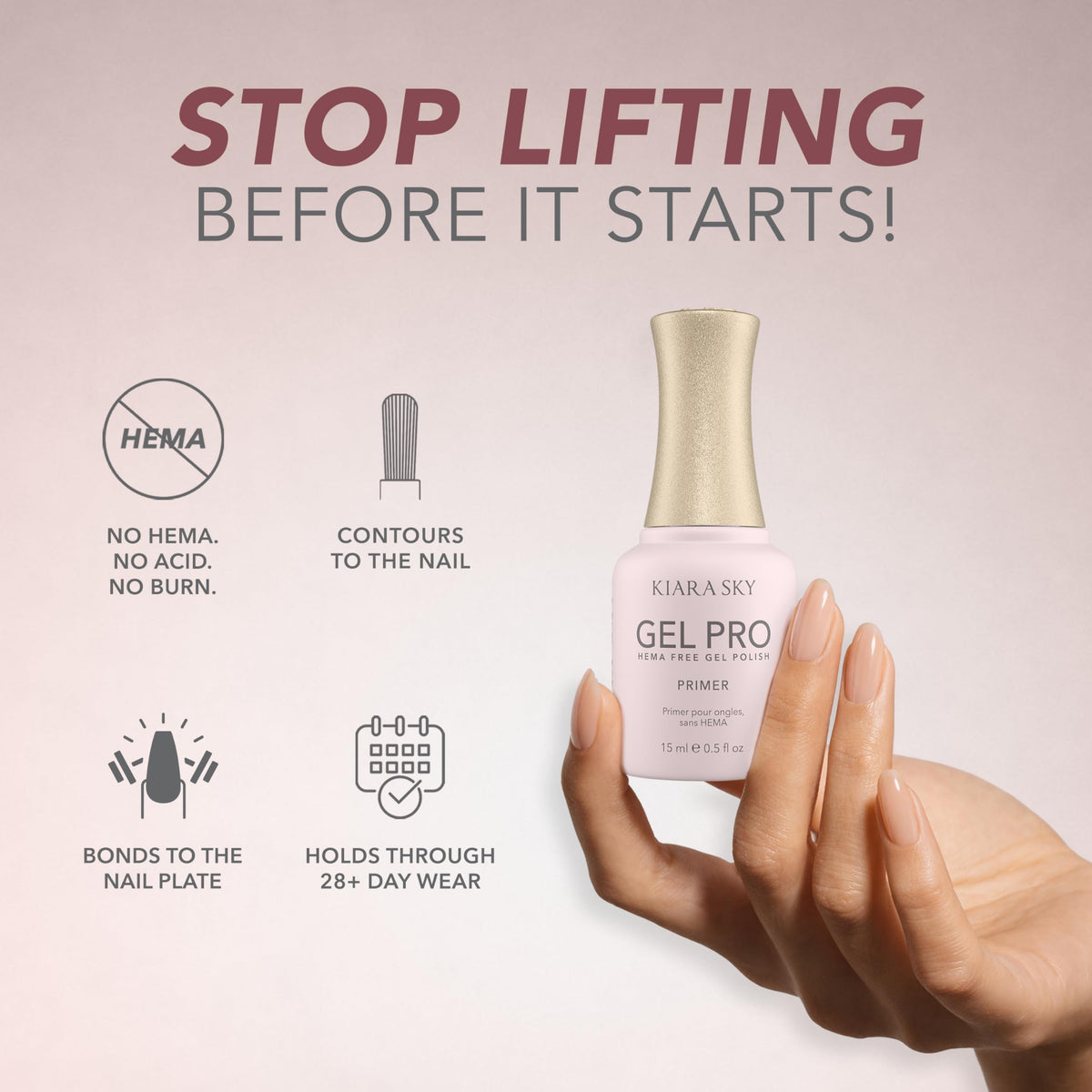 Kiara Sky Gel Pro Primer brush close-up showing precise application and zero cuticle flooding.