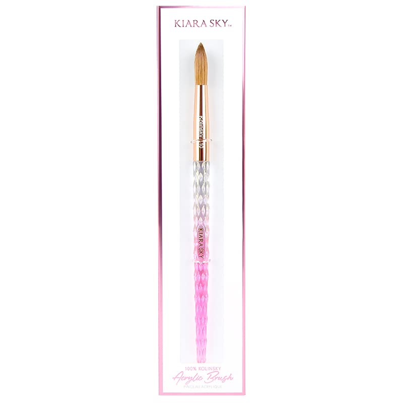 Kiara Sky Kolinsky Brush #10 pink crystal handle demonstrates durable acetone resistance