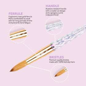 Kiara Sky Kolinsky brush #12 acetone resistant design stands up to daily salon use.