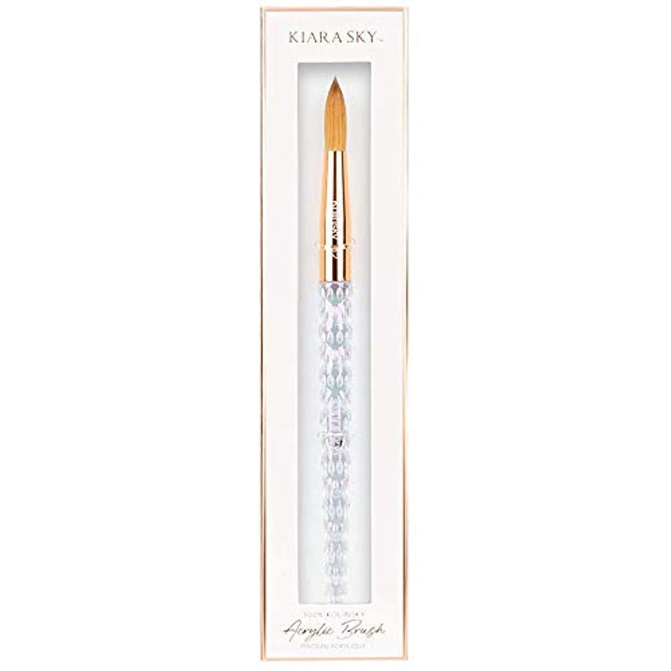 Kiara Sky Kolinsky brush #12 bristles deliver precise bead control for smooth acrylics.