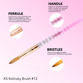 Kiara Sky Kolinsky Brush round oval 12 for versatile acrylic work.