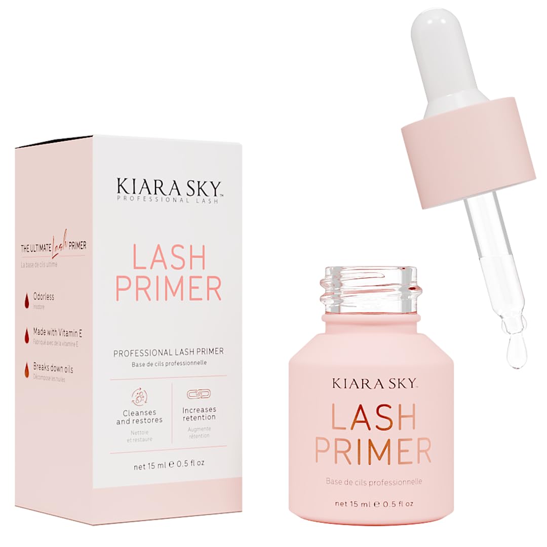 Kiara Sky Lash Primer bottle with dropper for precise professional adhesion boost.