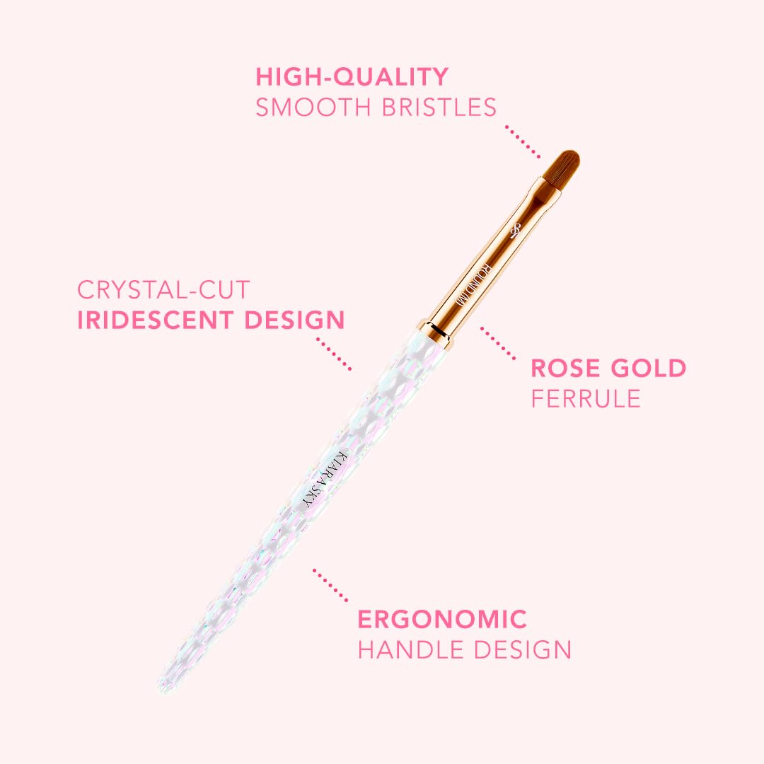 Kiara Sky M Round nail brush with crystal iridescent handle for comfortable use.