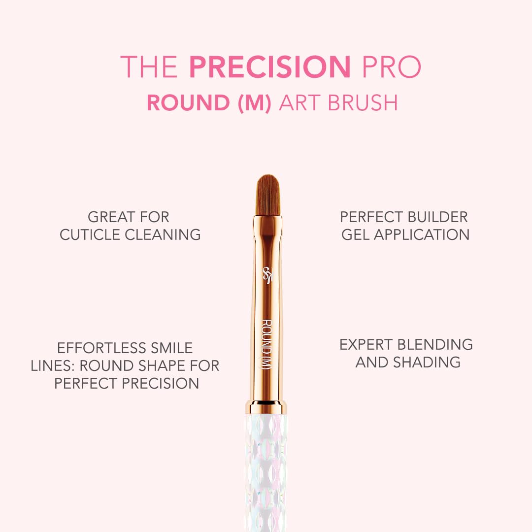 Kiara Sky M Round nail brush helps create crisp smile lines for French manicure.