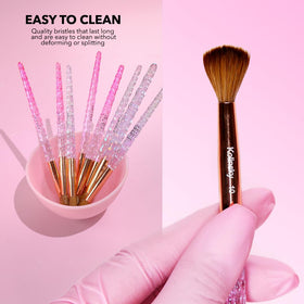 Kiara Sky pink crystal handle closeup showing ergonomic grip.