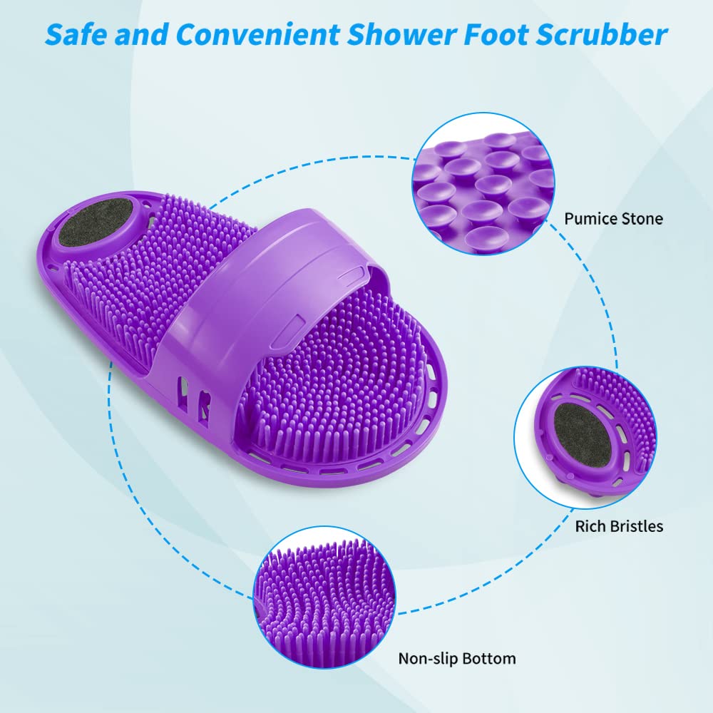 Kibhous shower foot scrubber showing non-slip silicone suction cups for safe use.