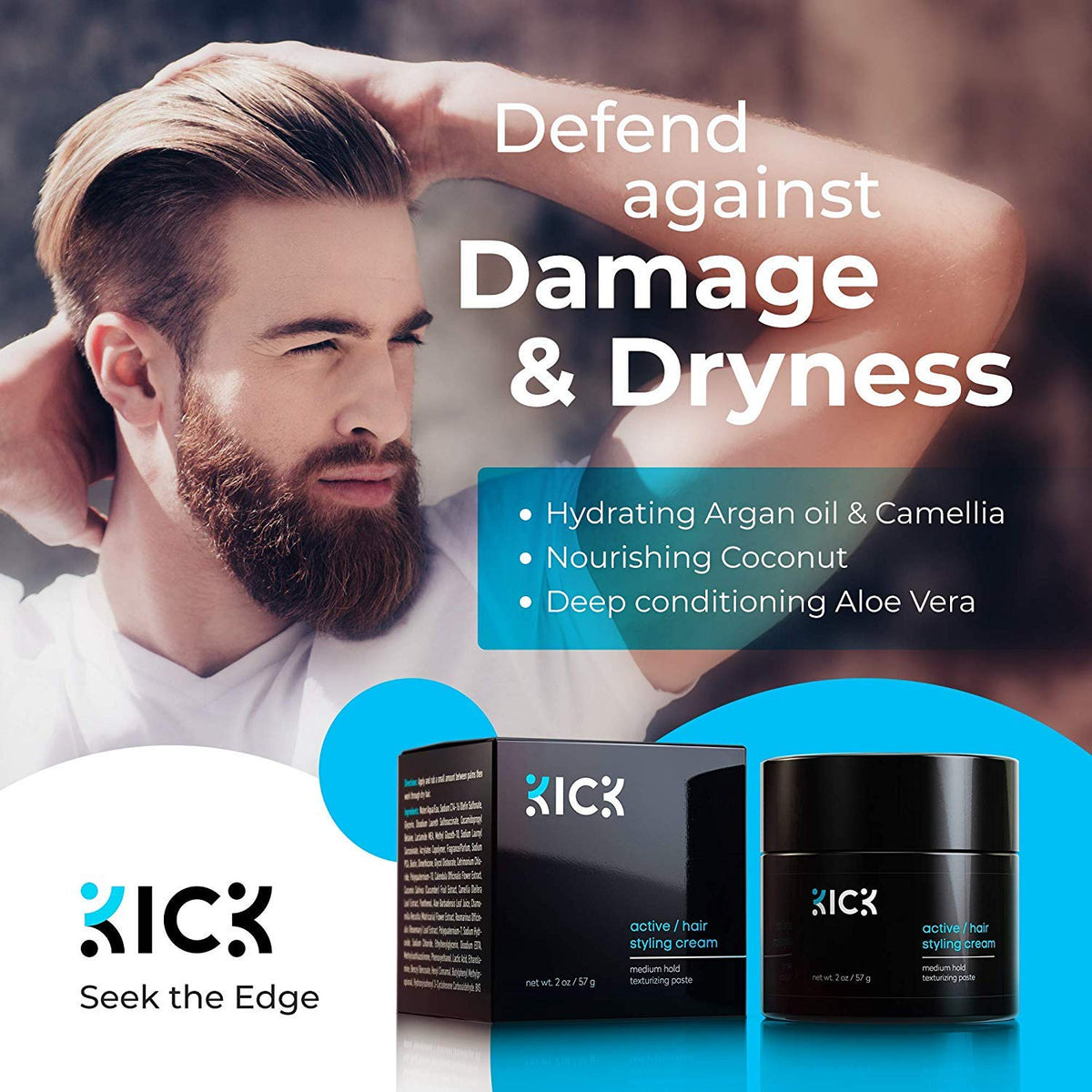 Boardroom look styled with Kick Active Hair Cream for a confident, polished appearance