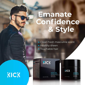 Close-up of Kick Active Hair Cream texture with semi-matte finish