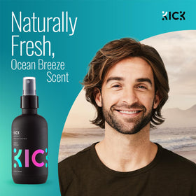 Kick Sea Salt Spray on textured hair for surfer-style texture.