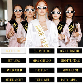KICOSY black bridesmaid sash with gold lettering for standout party photos
