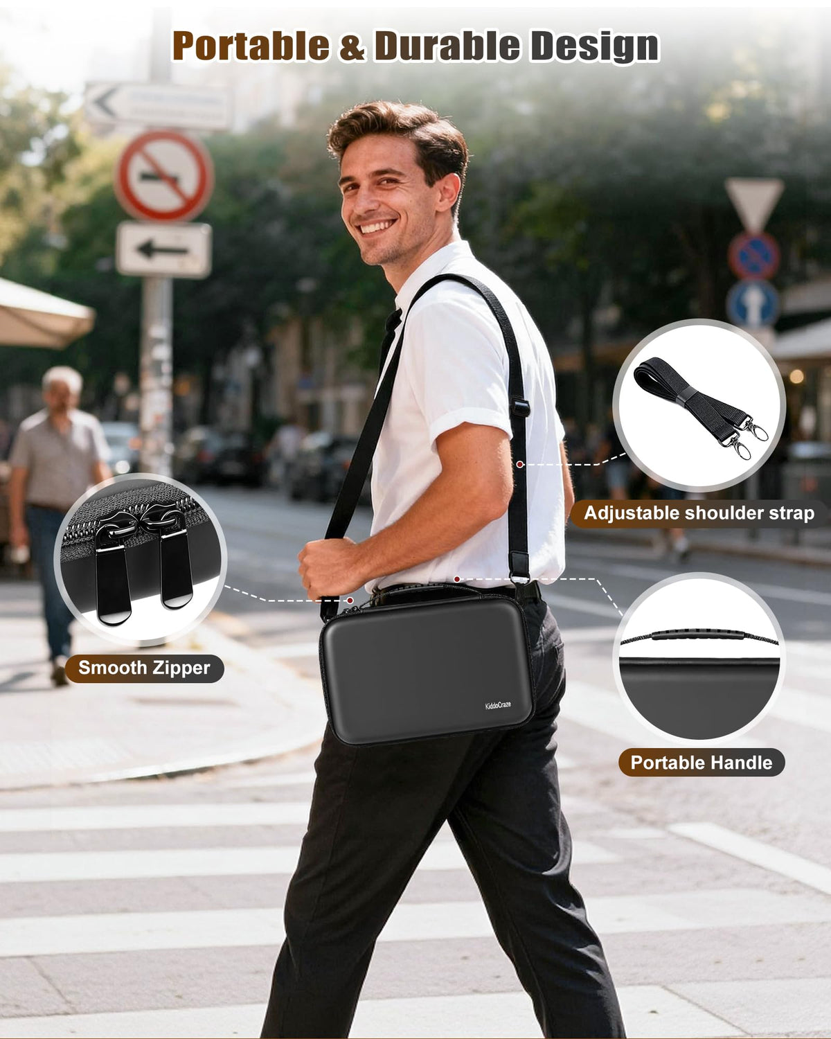 KiddoCraze barber bag with adjustable straps for easy crossbody or handheld transport.
