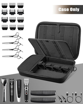 KiddoCraze barber bag storage compartments keep 4 clippers and guards organized during travel.