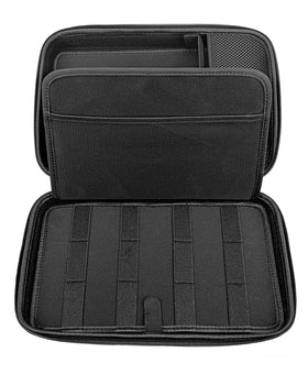 KiddoCraze compact travel case fits clippers, oils, brushes, and charging cables.