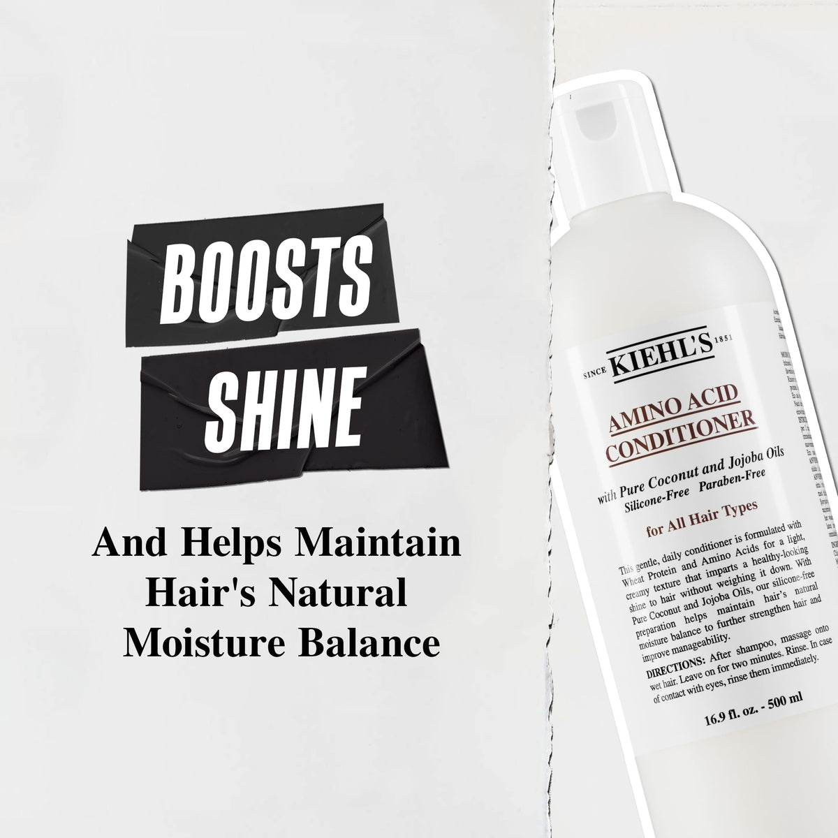 Kiehl's Conditioner highlights amino acids for nourishing care.