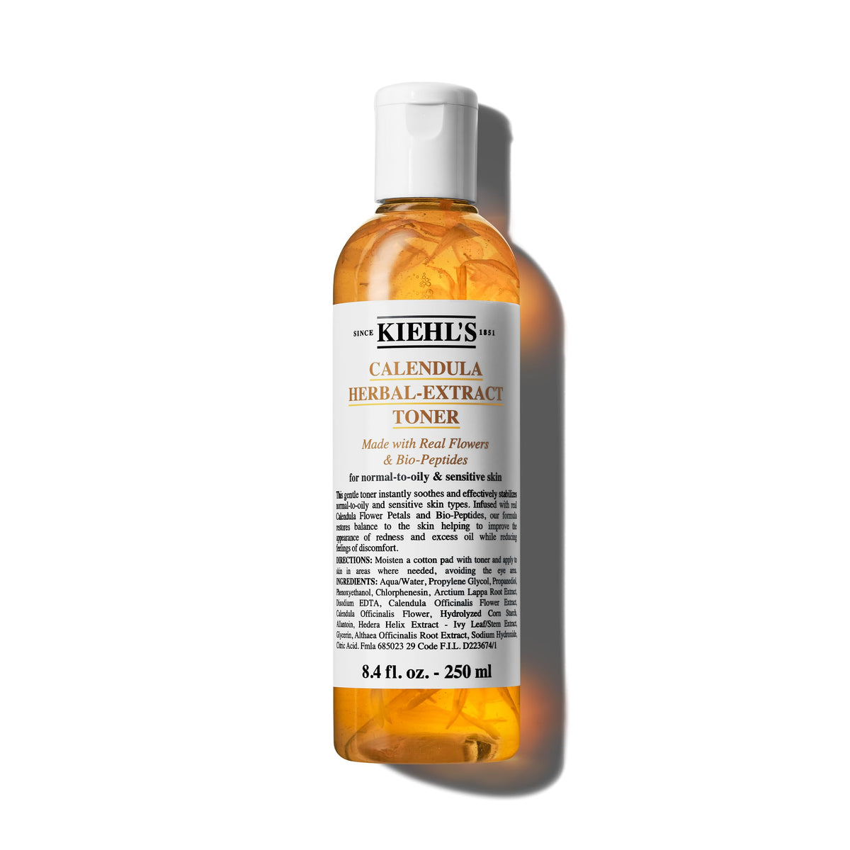 Kiehl's Calendula Herbal-Extract Toner bottle showing fragrance-free formula for sensitive skin.