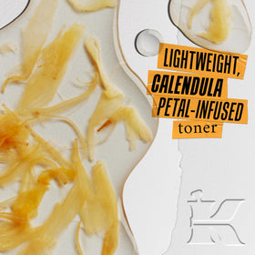 Kiehl's Calendula toner applied with a cotton pad for gentle normal to oily skin care.