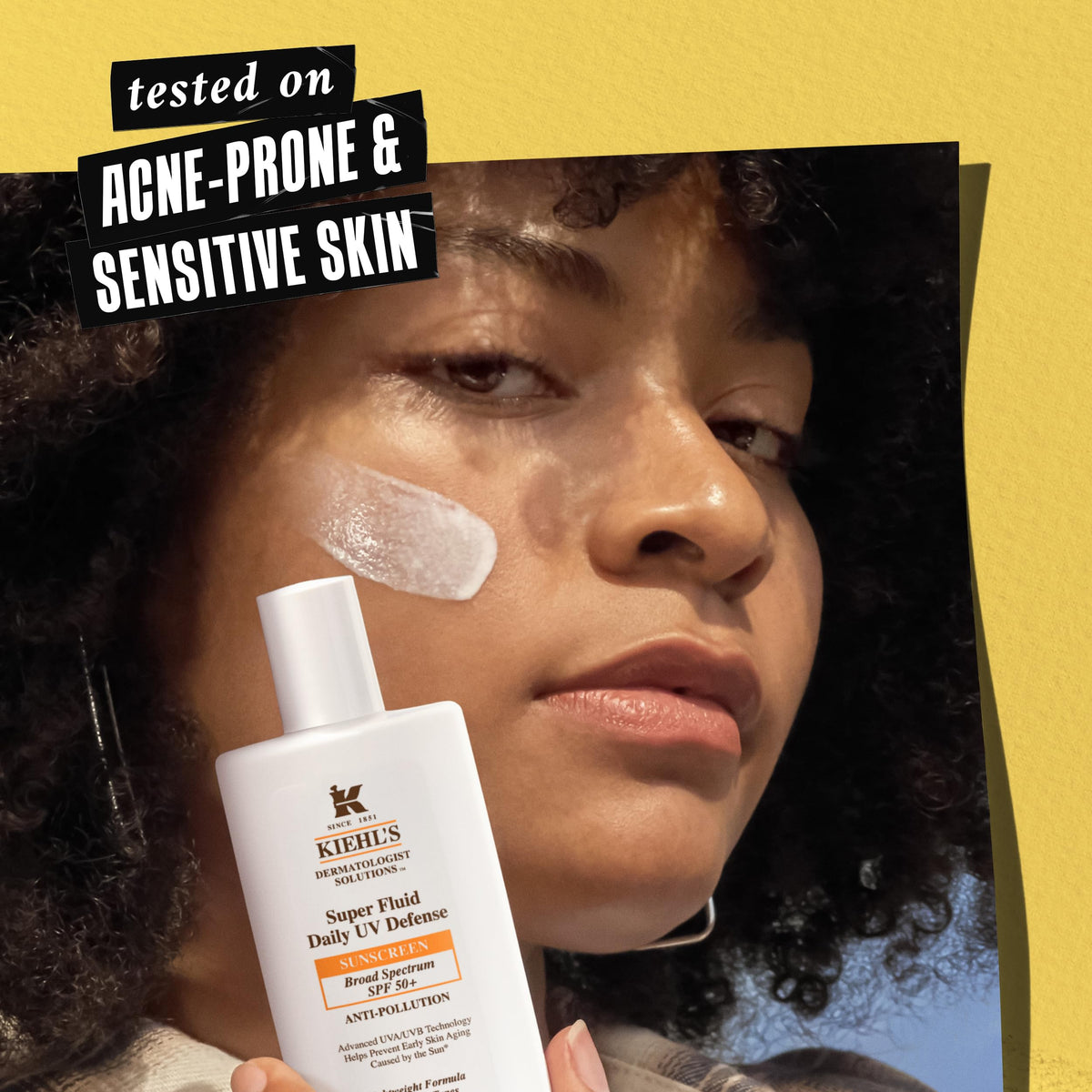 Kiehl's daily sunscreen matte finish texture shows lightweight, shine-free skin feel