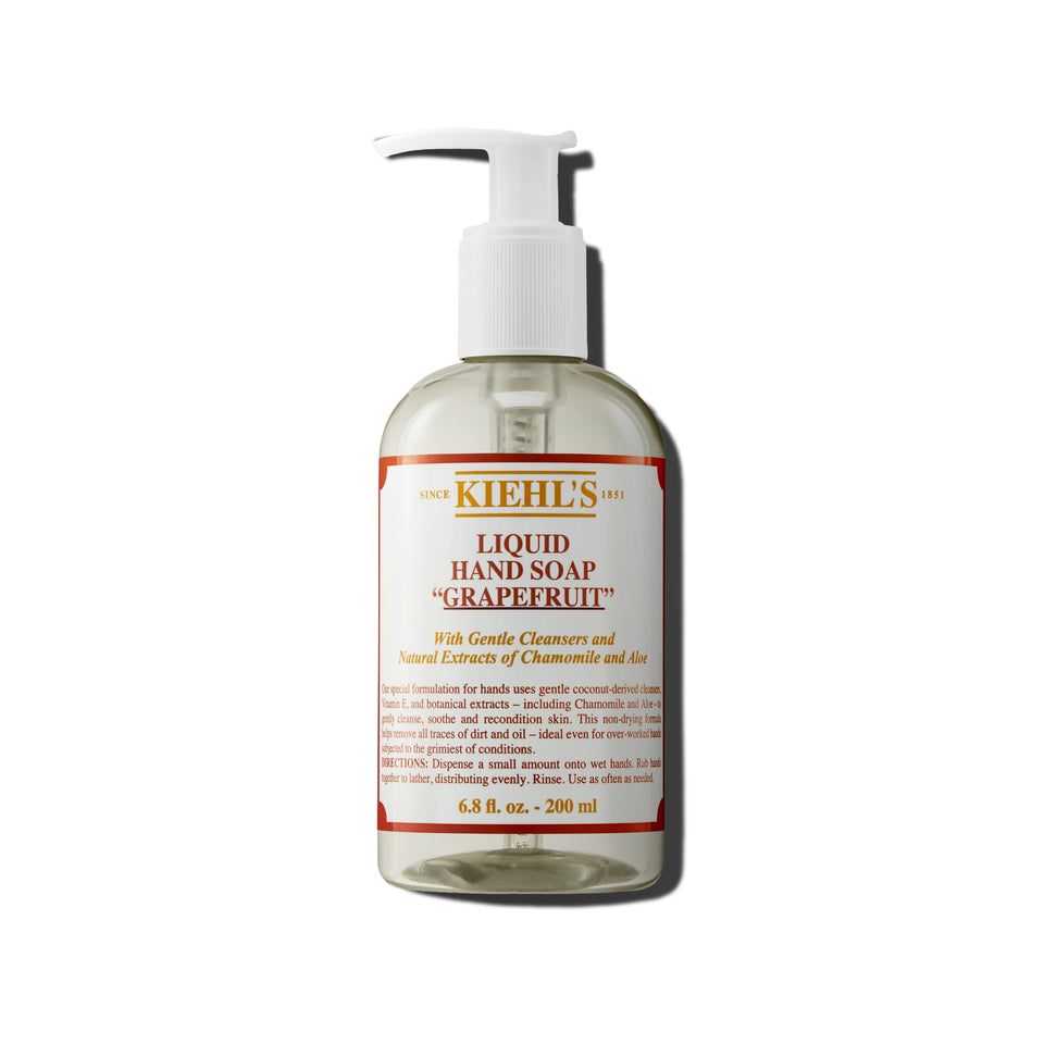 Kiehl's Grapefruit hand soap bottle for gentle cleansing and skin conditioning