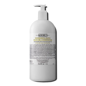 Kiehl's Nourishing Olive Fruit Oil Conditioner bottle showcases premium oils for dry hair nourishment.