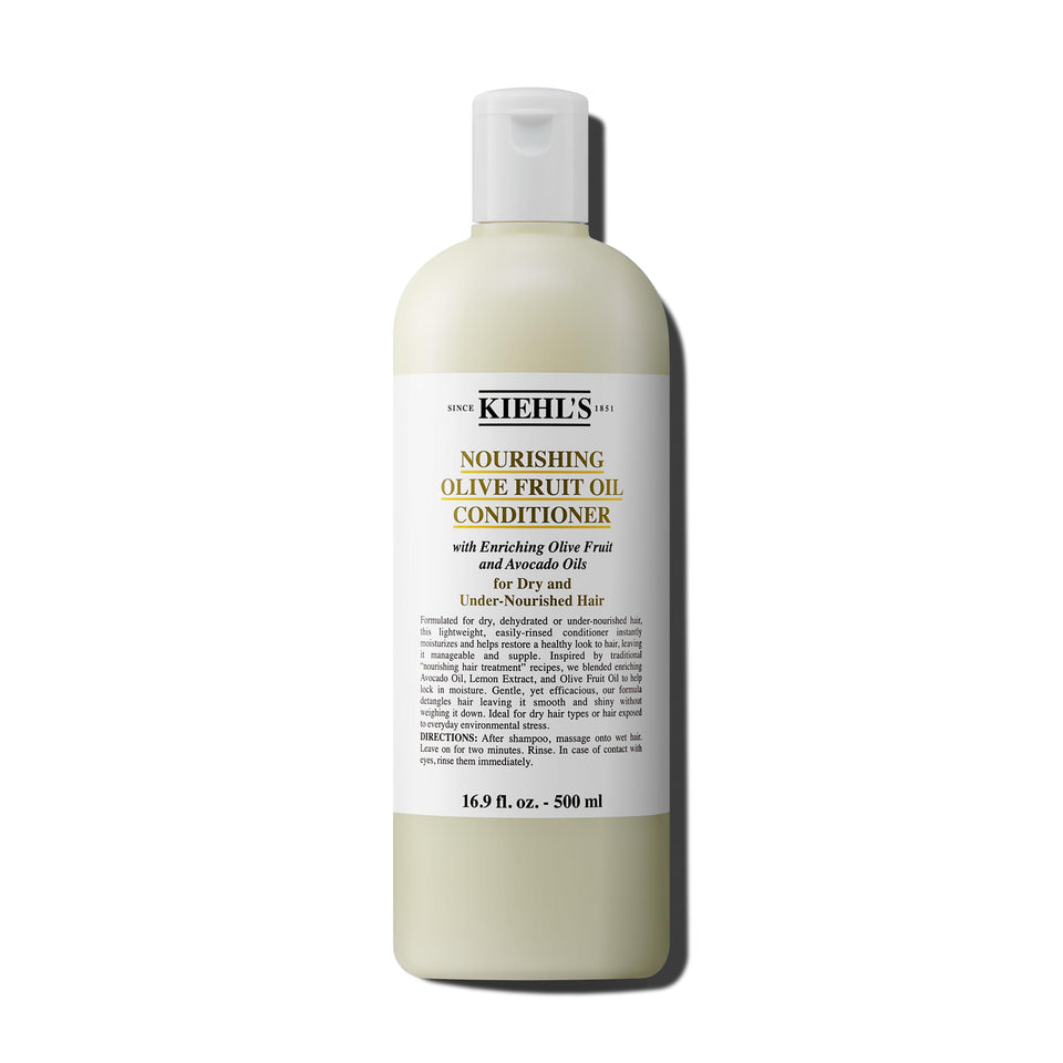Kiehl's Nourishing Olive Fruit Oil Conditioner bottle ready for detangling and shine