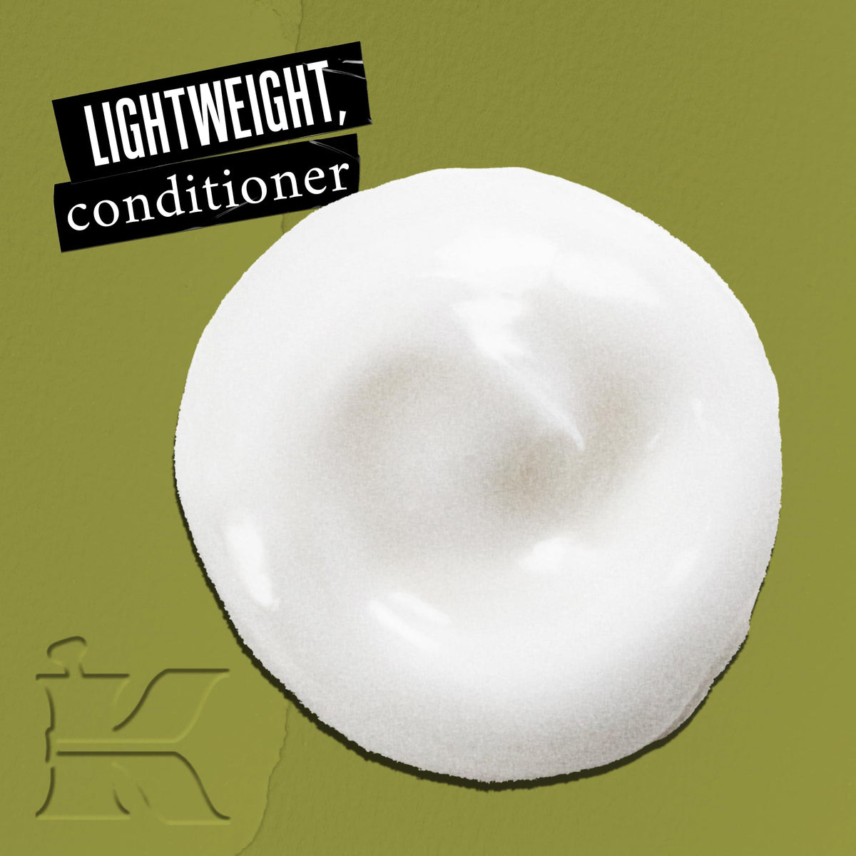 Close-up of the conditioner texture highlighting lightweight nourishment from Kiehl's.