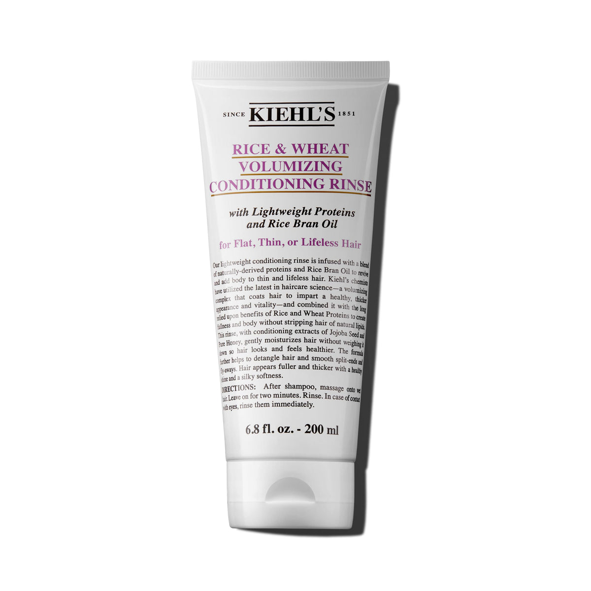 Kiehl's Rice and Wheat Volumizing Conditioner bottle for lightweight volume and shine