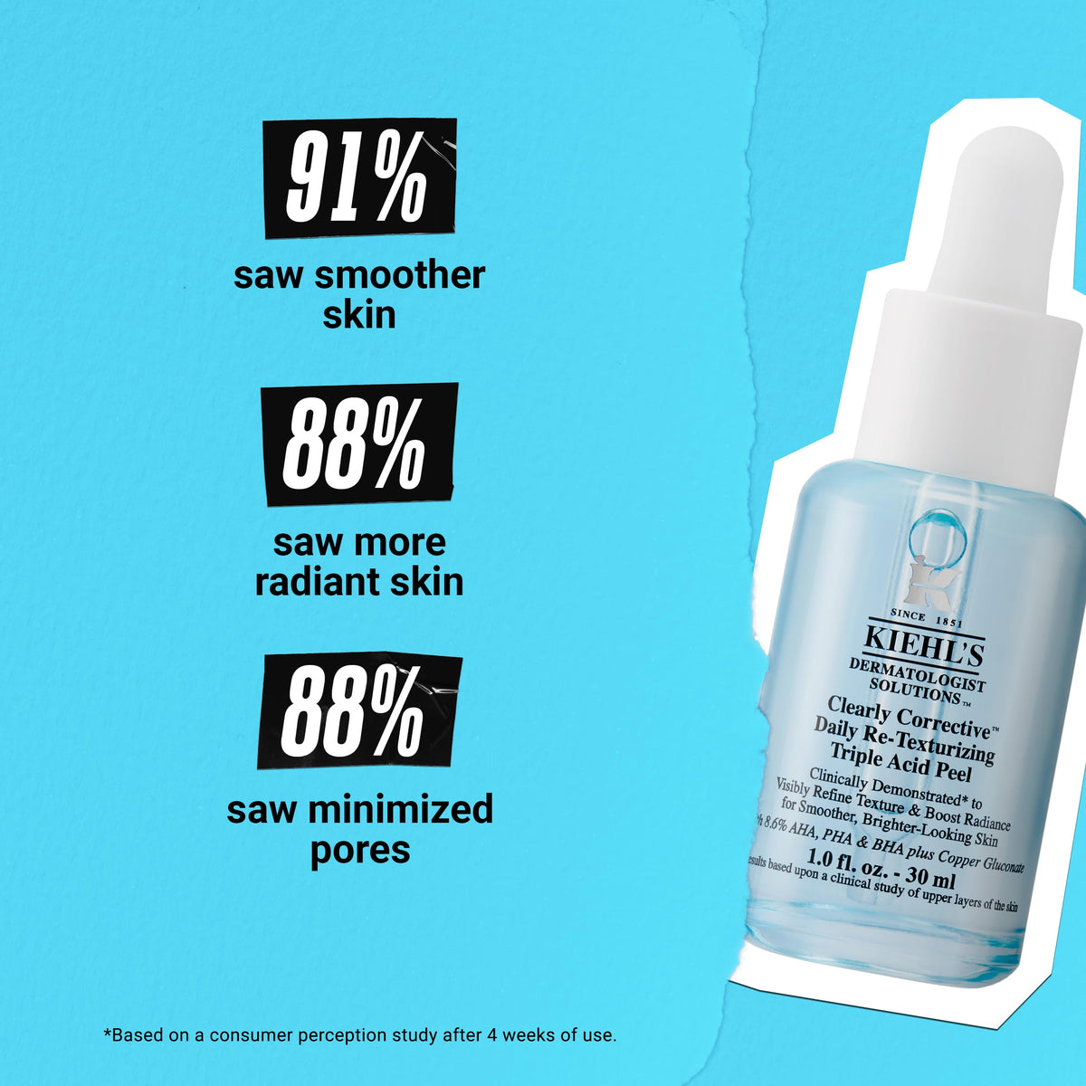 Kiehl's Clearly Corrective close-up shows improved skin texture and radiance.
