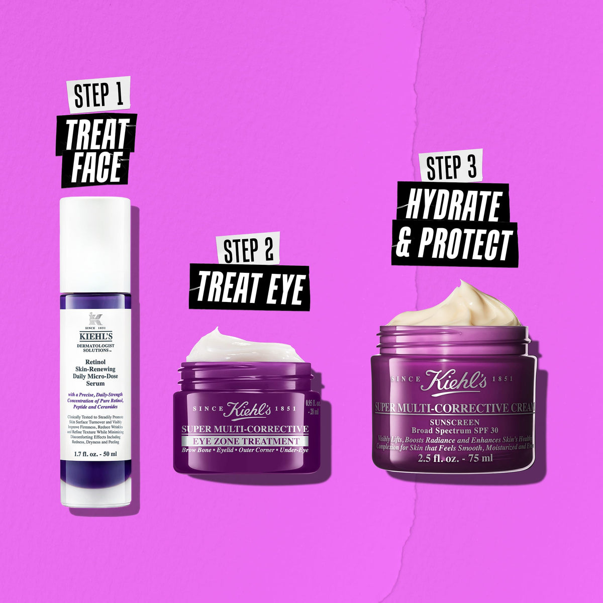Kiehl's packaging displays daily moisturization with sun protection.