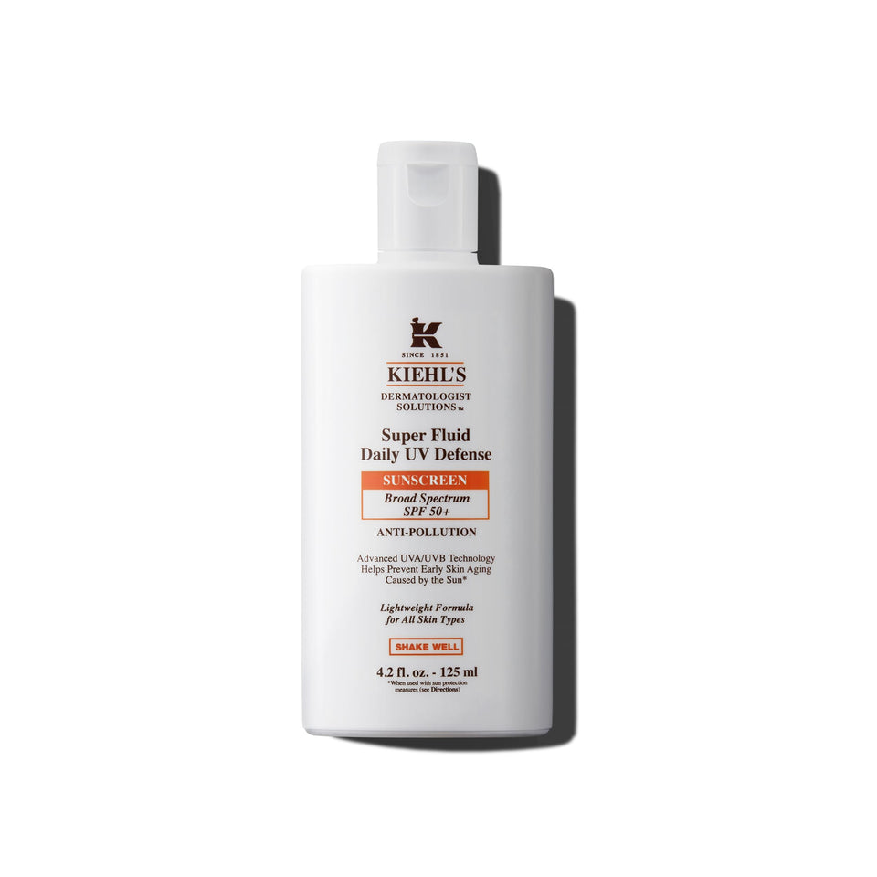 Kiehl's Super Fluid UV Defense bottle pump enabling easy daily protection against sun exposure