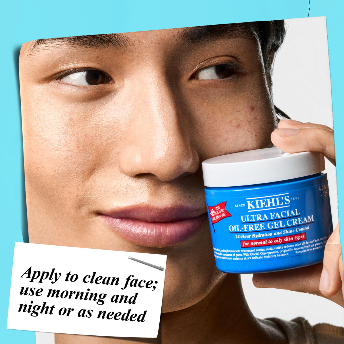 Kiehl's man applying moisturizer in the morning skincare routine