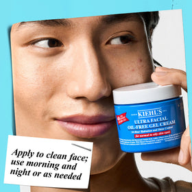 Kiehl's man applying moisturizer in the morning skincare routine
