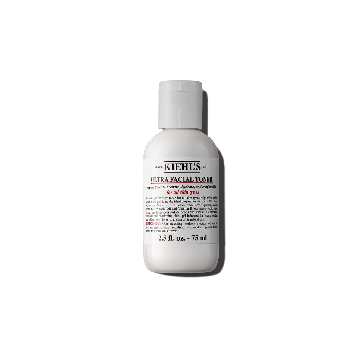 Kiehl's Ultra Facial Toner with Squalane bottle highlights hydrating formula.