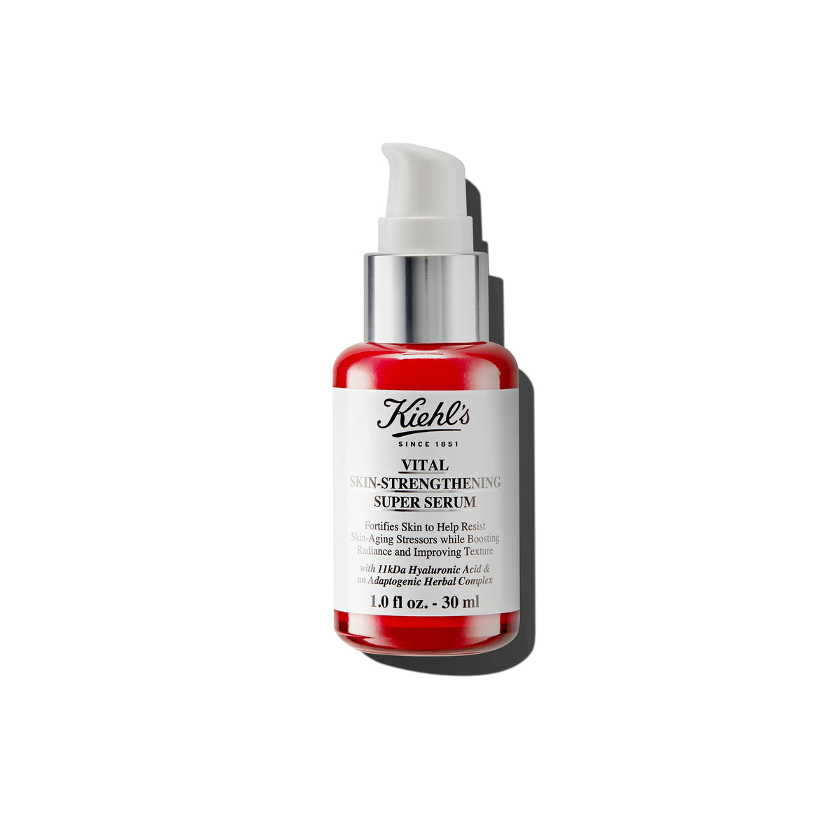 Kiehl's Vital Skin-Strengthening Hyaluronic Acid Serum bottle highlighting hydration for all skin types.