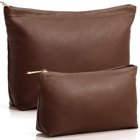 Kigeli 2-piece makeup bag set front view in coffee color for organized travel