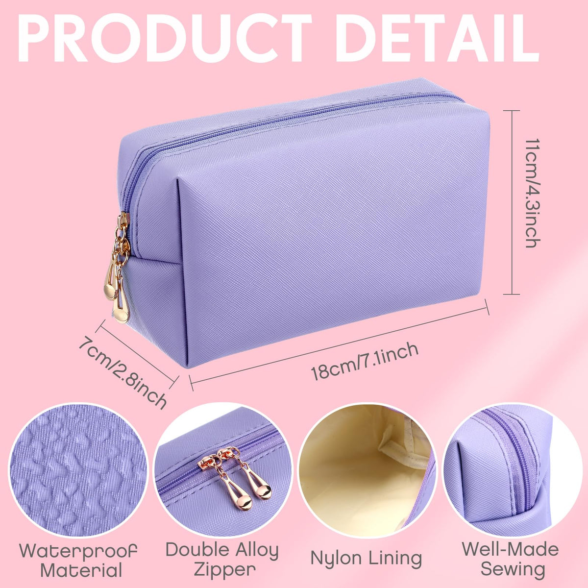 Kigeli pink purple makeup bag bundle for easy skincare organization.