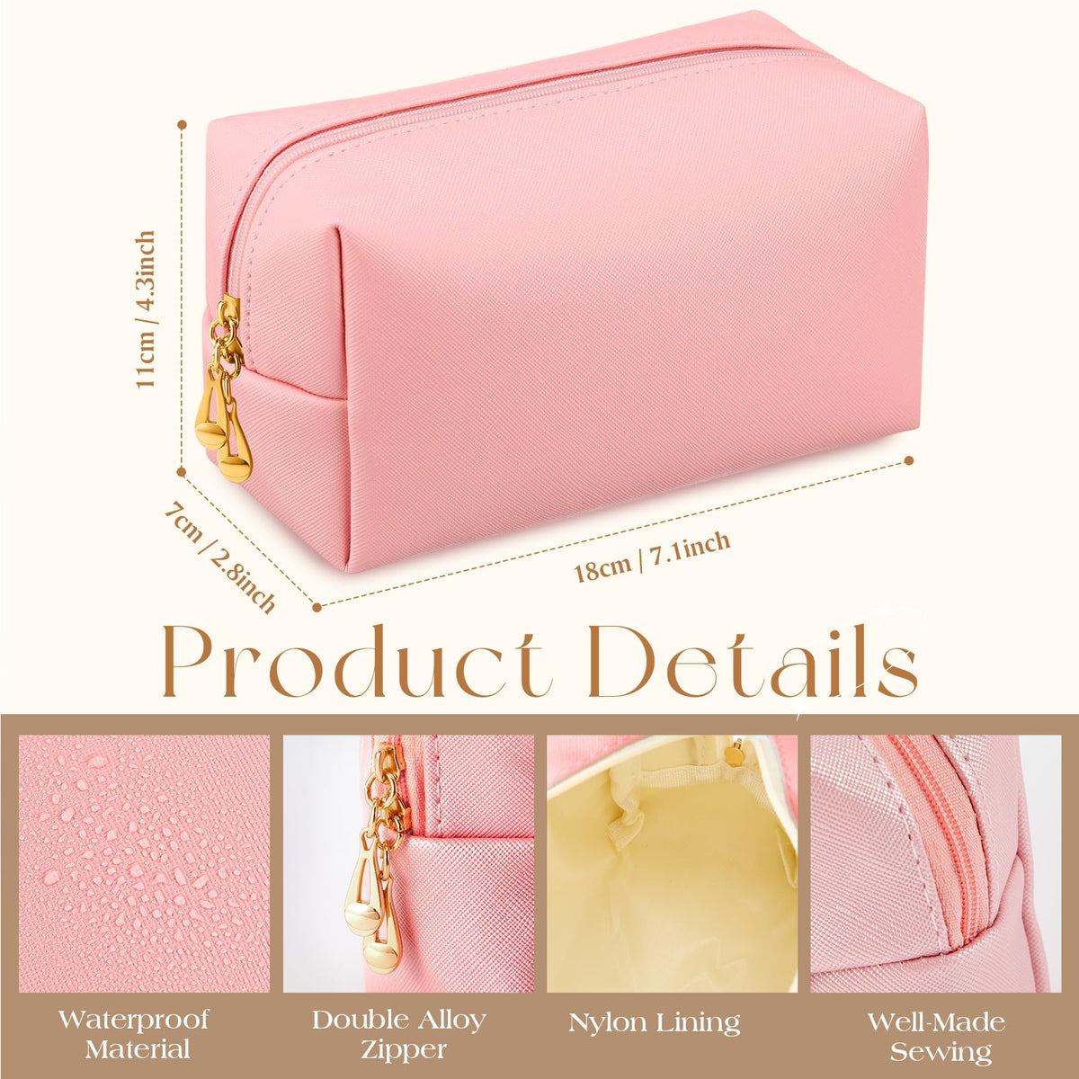 Kigeli PU leather makeup pouch is waterproof and easy to wipe clean
