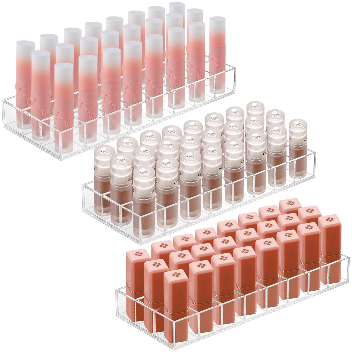 Kigley clear lipstick organizer 3pc keeps cosmetics organized at a glance
