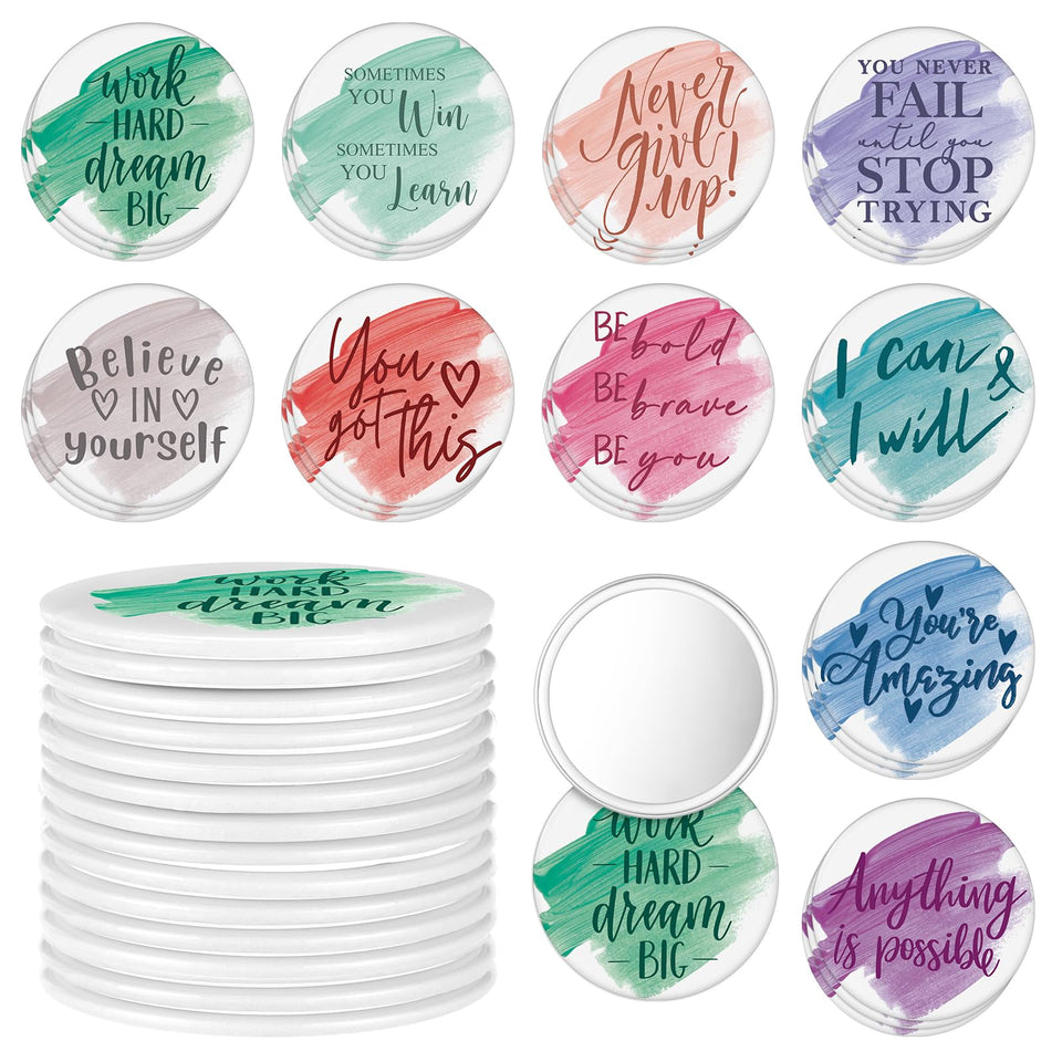 Kigley inspirational compact mirror pack with 30 styles for bulk gifting