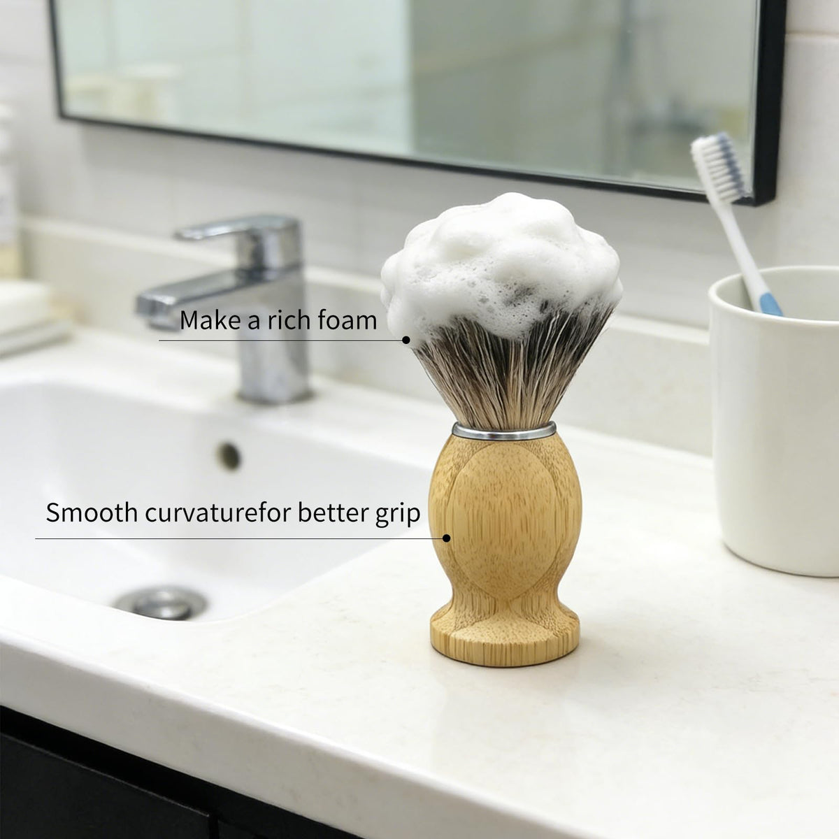 Kikc bamboo lathering bowl delivering quick, creamy lather with textured interior.