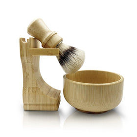Kikc men's shaving kit with boar bristle brush delivers rich lather.