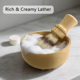 Kikc shave bowl texture aids quick, thick lather creation.