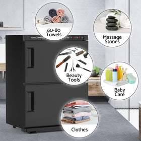 Kikihouse hot towel warmer features a stainless steel rack for sturdy towel organization.