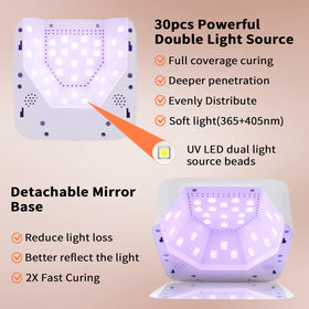 Kikugu lamp with touch LCD display in action for convenient timer control.