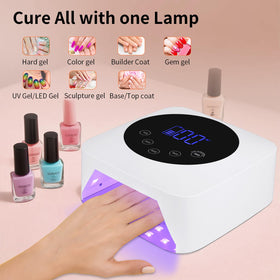 Rechargeable Kikugu nail lamp with long-lasting battery for home or travel use.
