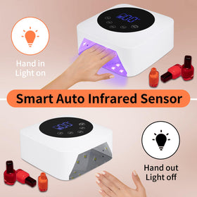 Removable magnetic base on Kikugu nail lamp for easy cleaning and setup.