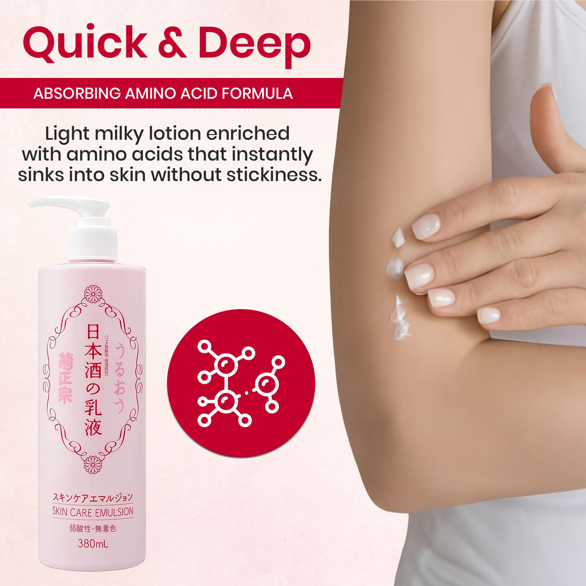 Kikumasamune Full Body Lotion ceramide focus highlights moisture retention and smoother skin.