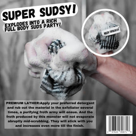 Killer Exfoliator purple with extra-rough texture for intense exfoliation.