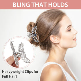 Kilofly vintage crystal hair clip with interlocking teeth for slip-free grip