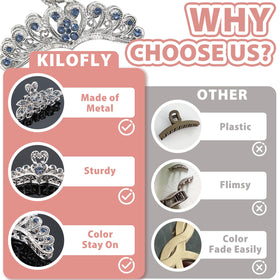 Kilofly vintage crystal hair clip side profile view for textured styling