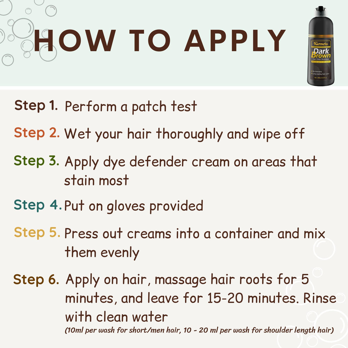 Kilomets Dark Brown Hair Dye Shampoo finished look with rich brown shade and shine